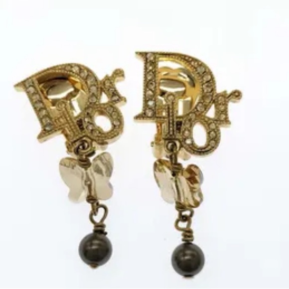 Dior Jewelry - Dior Logo Gold Rhinestone Earrings